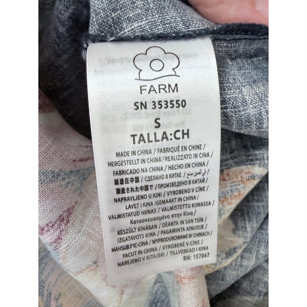 NWT Farm Rio Maira Floral Dark Blue Linen Midi Dress Sleeveless V-Neck - Picture 14 of 16